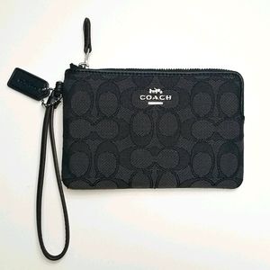 COACH Black Signature Canvas Wristlet